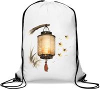Glowing Lantern Illuminated by Fireflies Gym Sack Casual Drawstring Bag White