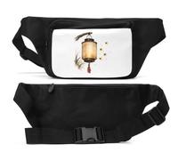 Glowing Lantern Illuminated by Fireflies Unisex Waist Bag Black
