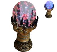 Glowing LED Magic Crystal Ball, Flash Wizard Orb in The Witch Hand, Glowing Witch Crystal Ball Halloween Birthday Wedding Party Decor for Fall Indoor Table Decor (Red) (Red)