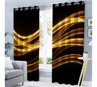 Glowing Lines Blackout Curtains for Living Room 2 Panel Set,Elegant Curves Eyelet Curtains for Bedroom, Thermal Insulated Window Curtain Drapes, Black Out Curtain 84 Drop, Each Panel 52 x 84 Inch