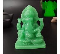Glowing Lord Ganesha Statue - Man-made Jade Stone Elephant God Sculpture for Garden Decor - Indian Buddha Figurines, Spiritual Home Decoration, Unique Gift Idea