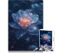 Glowing Lotus Flower 1000 Piece Jigsaw Puzzles for Adults Creative Problem Solving Game Heartfelt Memorable Gift Idea Size 50x75cm