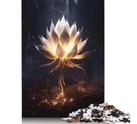 Glowing Lotus Puzzles for Adults 500 Pieces Wooden Puzzles for Adults & Teenager Jigsaw Puzzles for Adult 500pcs (52x38cm)