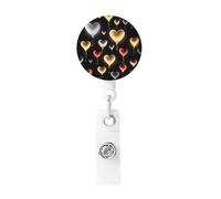 Glowing Love Badge Reel Retractable Badge Holder with Keychain Id Clips for Badges Lightweight Plastic Name Card Holders for Nurses Office Teacher