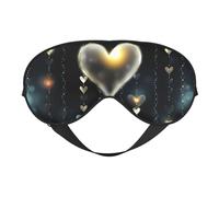 Glowing Love Double-Sided Silk Sleep Mask, Adjustable Light Blocking Eye Mask for Travel, Men & Women, Soft Comfortable Blindfold 20x10cm