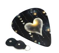 Glowing Love Guitar Picks 6-Pack - Pick Set (0.46mm / 0.71mm / 0.96mm) Suitable For Guitar And Ukulele Playing