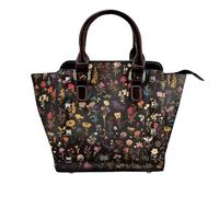 Glowing love heart Women Top Handle Shoulder Bag Personality Rivet Satchel Tote Middle Size Handbag Purse Bag, Pure Background Flower, One Size