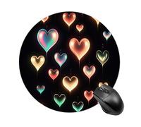 Glowing Love Mouse Pad, Rubber Base & Smooth Cloth Surface, Portable Round Mouse Pad, Rubber Mousepad for Office Home Gaming Laptop Men Women 7.8In
