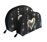 Glowing Love Portable Shell Cosmetic Bag Set - Travel Makeup Organiser with Zipper & Inner Compartments