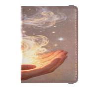 Glowing Magic Light in Hands Leather Passport and Vaccine Card Wallet Combo Travel Documents Organizer Protector Passport Holder for Men and Women Waterproof
