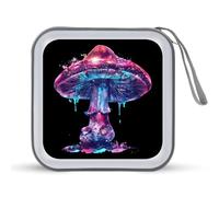 Glowing Magic Mushroom CD Case 40 Capacity Plastic DVD Storage Box Sleeves Zippered Wallet