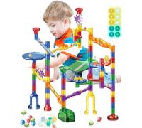 Glowing Marble Run, 104 PCS Building Toy Set, Creative Construction Game with 10 Marbles Glow in The Dark + 30 Glass Marbles, Educational STEM Marble Runs Gift for 3 4 5 6-8-12 Year Old Boys Girls