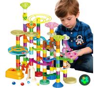 Glowing Marble Run, Muslecid 150Pcs Construction Building Blocks Toys for Kids Age 3-12 Year, Marble Runs with 30 Glow in The Dark Plastic Marbles, Educational Gifts for Boys Girls Birthdays Christmas