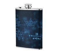 Glowing Mathematical Physics Chemistry Formulas,304 Stainless Steel 8oz Flask Pu Leather Case, Pocket Flagon Outdoor Flat Liquor Flask
