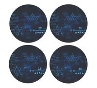 Glowing Mathematical Physics Chemistry Formulas,Round MDF Cork Coasters, Mugs Pad, Cups Mat Set of 4 Drinks Coasters
