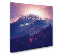 Glowing Mountain in Banff Canada Canvas Print | Gallery Wrapped 30mm Frame Wall Art | 14x14 inches | Ready to Hang | Modern Landscape Picture | Living Room Bedroom Lounge Office