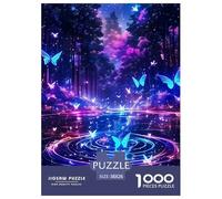 Glowing Multicolored Butterfly 1000 Pieces Jigsaw Puzzle Adults Teens Fun Relaxing Entertainment Smooth Finish Poster Guide 38x26cm/1000pcs