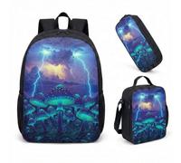Glowing Mushroom 17 Inch Backpack 3 Piece Set Magic Forest Starry Night School Bag for Kids Girls Boys (11)