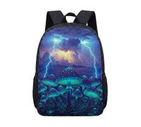 Glowing Mushroom Fantasy Night Forest 17 Inch Backpack Rucksack, Dreamy Enchanted Botanical Print Large School Bag for Teens (11)