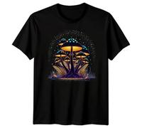 Glowing Mushroom Fantasy Psychedelic Art Fungi Nature Unisex Tshirt Mens Graphic Tee Womens Tee Enchanted Forest Design Unisex 5XL Black