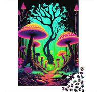 Glowing Mushroom Jigsaw Puzzle 1000Pc Recycled Paper for Adults Psychedelic ForestPuzzle Fun And Challenging Home Activity Fun Present & Activity Great Gift Idea 70x50cm/1000pcs