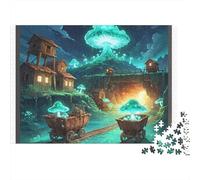 Glowing Mushrooms Fantasy Mine 1000 Piece Jigsaw Puzzle Paper Jigsaw Puzzle for Adults Night View Puzzle Game for Family Relaxation 38x26cm/1000pcs