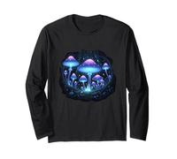 Glowing Mushrooms Forest Night Scene Long Sleeve T-Shirt