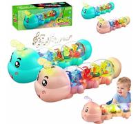 Glowing Musical Caterpillar, Caterpillar Design Tummy Time Toy with Light & Music Musical Light Up, Sound Effect Learning Animal Crawling Toy, Interactive Developmental Birthday Gifts(Mix)
