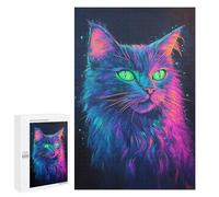 Glowing Neon Cat Art Print-5 Puzzle 1000 Teile Schwer Puzzle Spielzeug Lernspiel Impossible Herausforderungsspielzeug Für Erwachsene Kinder 1000 PCS