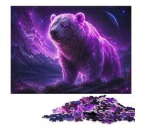 Glowing Neon Purple Polar Bear Wooden Jigsaw Puzzle, Adults, 1000 Pieces