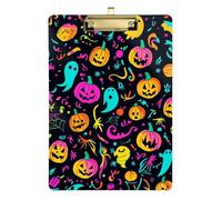 Glowing Outline Halloween Design Acrylic Doctors clipboard Standard Letter A4 Size Standard Hole for Personalized clipboards for Teachers Gold 12x9in Tabla para escribir con Clip