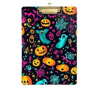 Glowing Outline Halloween Design Acrylic Long clipboard Standard Letter A4 Size Acrylic Cute for Football Softball Coaching Gold 12x9in Tabla para escribir