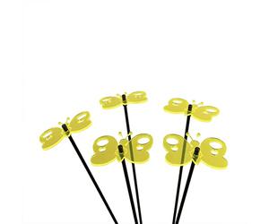 Glowing Peacock Butterfly 5 Decorative Garden Stakes Sun Catcher Garden Decor Ornaments 25cm, 10 inches high Outdoor Yard Gardeners Gift, Colour:fluorescent Yellow