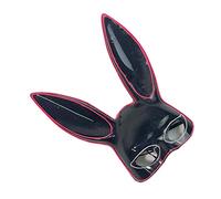 Glowing Pink and White Bunny Mask with 4 Lighting Modes for Halloween Party Supplies for Kids and Adults Plastic Material (Black)