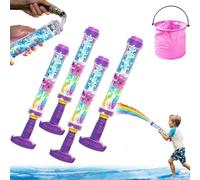 Glowing Rainbow LED Water Blaster, Firework Water Gun with Lights in the Dark, Pull Push Firework Waters Blasters Leak Proof Design for Outdoor Summer Party, Beach and Backyard (4pc)