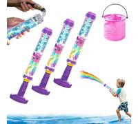 Glowing Rainbow LED Water Blaster, Firework Water Gun with Lights in the Dark, Pull Push Firework Waters Blasters Leak Proof Design for Outdoor Summer Party, Beach and Backyard (3pc)