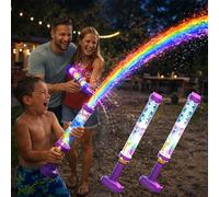 Glowing Rainbow LED Water Blaster | Summer Fun that Pops Like Magic, Fireworks Water Spray Gun with Lights, Pull Push Firework Water Blaster Toys for Outdoor Summer Water Games(2pcs)