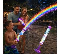 Glowing Rainbow LED Water Blaster | Summer Fun that Pops Like Magic, Fireworks Water Spray Gun with Lights, Pull Push Firework Water Blaster Toys for Outdoor Summer Water Games (3pcs)(1pc)