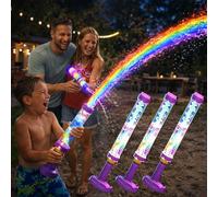 Glowing Rainbow LED Water Blaster | Summer Fun that Pops Like Magic, Fireworks Water Spray Gun with Lights, Pull Push Firework Water Blaster Toys for Outdoor Summer Water Games(3pcs)