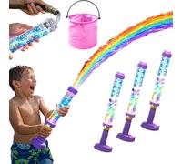 Glowing Rainbow LED Water Blaster | Summer Fun that Pops Like Magic, Glowing Rainbow Water Blaster, Pull Push Firework Waters Blasters, for Pool Parties and Outdoor Activities (3pcs)