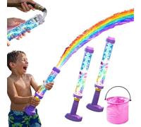 Glowing Rainbow LED Water Blaster | Summer Fun that Pops Like Magic, Glowing Rainbow Water Blaster, Pull Push Firework Waters Blasters, for Pool Parties and Outdoor Activities (2pcs)