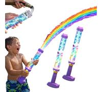 Glowing Rainbow LED Water Blaster, Summer Fun That Pops like Magic, Glowing Rainbow Water Blaster, Pull Push Firework Water Spray Gun, for Pool Parties and Outdoor Activities (2 PCS)
