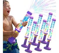 Glowing Rainbow LED Water Blaster | Summer Fun That Pops Like Magic, Pull-Push Creativity Firework Water Gun with Lights, Sprays Water Like Fireworks, Squirt Gun for Kids