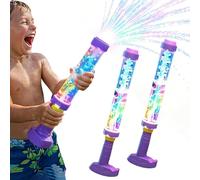 Glowing Rainbow LED Water Blaster | Summer Fun That Pops Like Magic, Pull-Push Creativity Firework Water Gun with Lights, Sprays Water Like Fireworks, Squirt Gun for Kids