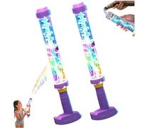 Glowing Rainbow LED Water Blaster - Summer Fun That Pops like Magic, Pull Push Firework Water Spray Gun with Lights, Creativity Soaker Toy for Pool Parties and Outdoor Activities (2 PCS)