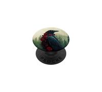 Glowing Raven Moon Design, Celestial Crow Art, Floral Night PopSockets Adhesive PopGrip