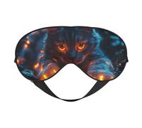 Glowing Red Cat Print Sleep Mask with Adjustable Strap, Comfortable Eye Cover for Travel, Yoga, Napping, Sleeping & Relaxation