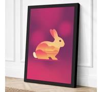 Glowing Seated Rabbit Canvas Wall Art Print 36x24 Inch | Ready to Hang, Gallery Wrapped, Fade-Resistant Inks, Securely Packaged, UK Made