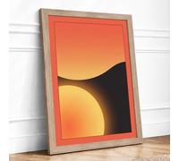 Glowing Sphere Minimalist Framed Wall Art Print A4 Oak | Ready to Hang, Premium Gi Paper, Fade-Resistant Inks, Securely Packaged, UK Made