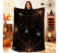 Glowing Spider Web Gothic Theme Halloween Throw Blanket 40x60 Inch